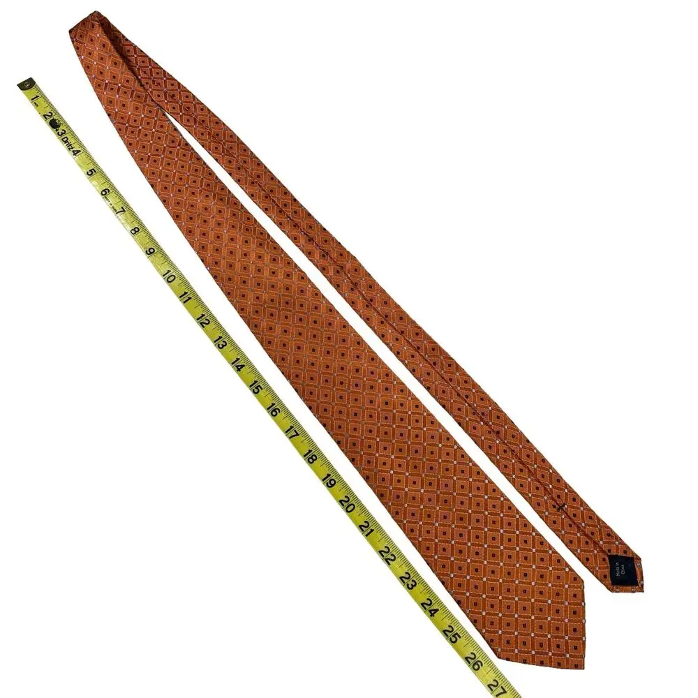 Nautica Silk Necktie Orange Blue Dots Diamond Geometric Office Career Classic